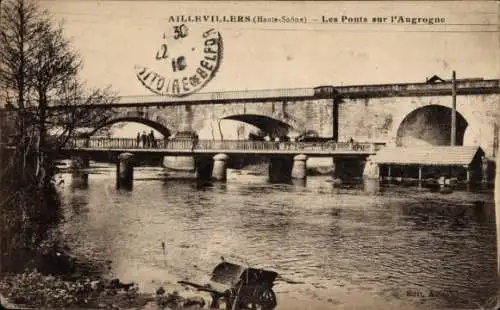 Ak Aillevillers Haute Saône, Les Ponts sur l'Augrogne