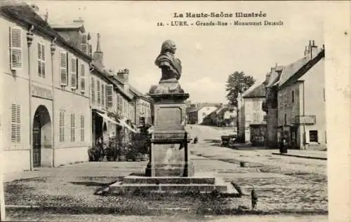 Ak Lure Haute Saône, Grande-Rue, Monument Desault