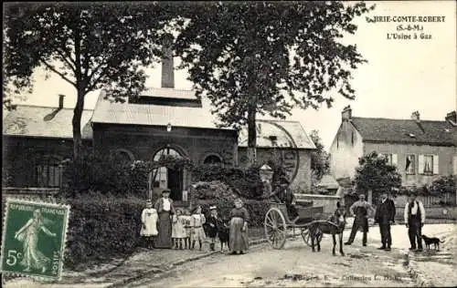 Ak Brie Comte Robert Seine et Marne, Gasfabrik