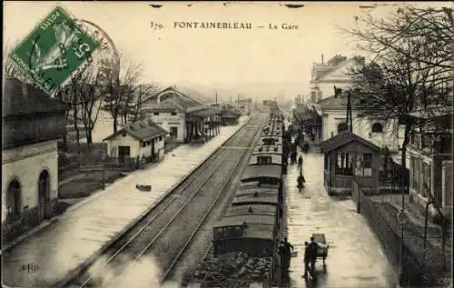 Ak Fontainebleau Seine et Marne, Bahnhof