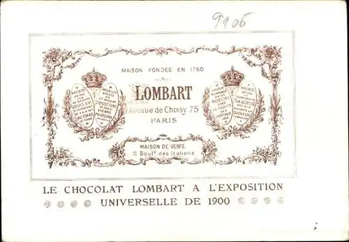 Litho Paris, Expo 1900, Chocolat Lombart, Palais des Industries