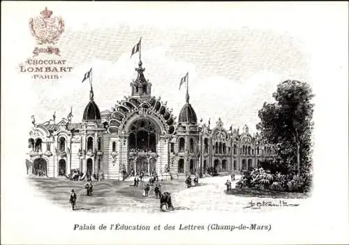 Künstler Litho Paris, Weltausstellung 1900, Champ de Mars, Palais de l’Education