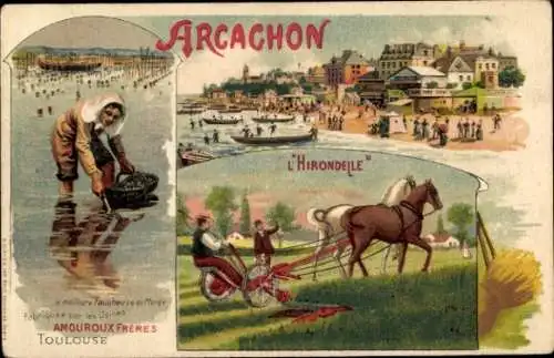 Litho Arcachon Gironde, Faucheuse, Teilansicht, l'Hirondelle