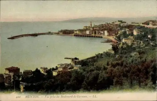 Ak Menton Alpes Maritimes, Vue prise du Boulevard de Garavan