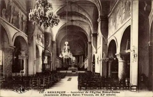 Ak Besançon les Bains Doubs, Interieur de l'Eglise Notre-Dame, Ancienne Abbaye Saint-Vincent