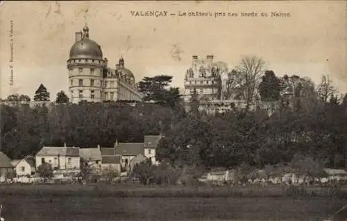 Ak Valencay Indre, Chateau pris des bords du Nahon