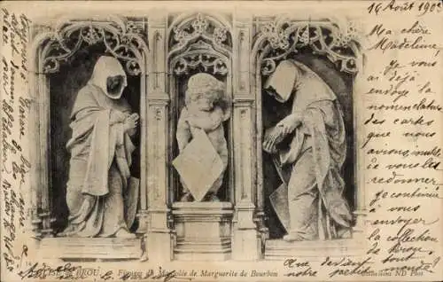 Ak Bourg en Bresse Ain, Eglise de Brou, Figures de Mansolee de Marguerite de Bourbon