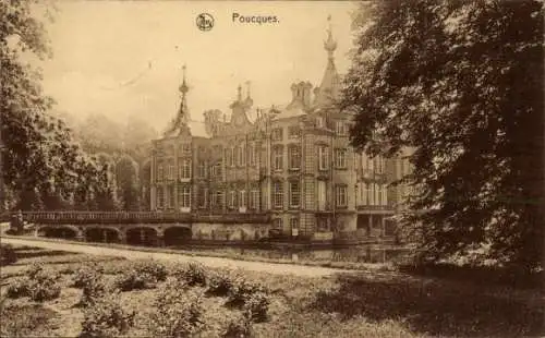 Ak Poucques Poeke Ostflandern, Brücke, Schloss