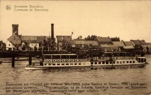Ak Anvers Antwerpen Flandern, Gemeente Steendorp, Dampfer Wilford