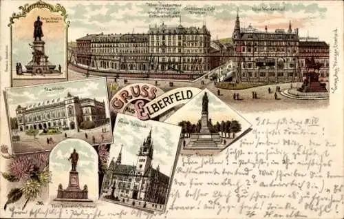 Litho Elberfeld Wuppertal, Hotel Korbach, Cafe Kremer, Hotel Weidenhof, Stadthalle, Schwebebahn