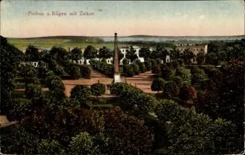 Ak Putbus auf der Insel Rügen, Gesamtansicht, Zirkus