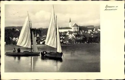 Ak Dießen am Ammersee Oberbayern, Segelboote