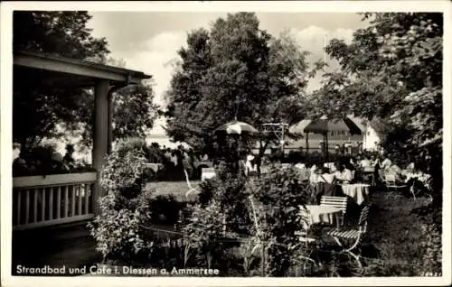 Ak Dießen am Ammersee Oberbayern, Strandbad und Cafe