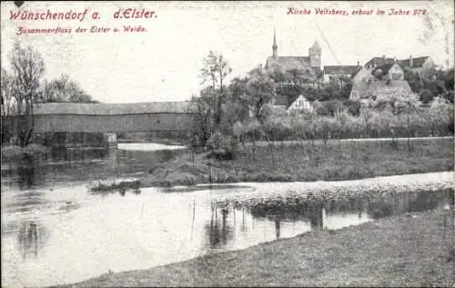 Ak Wünschendorf an der Elster, Kirche Veitsberg