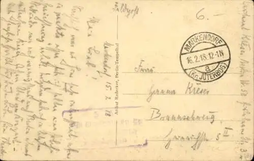 Ak Markendorf Jüterbog im Kreis Teltow Fläming, Truppenübungsplatz, Gutshof, Teich, Enten