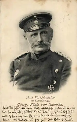 König Georg von Sachsen, Portrait in Uniform, zum 70. Geburtstag 1902
