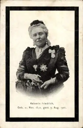 Ak Kaiserin Friedrich, Victoria von Großbritannien und Irland, 1840 - 1901, Trauerkarte