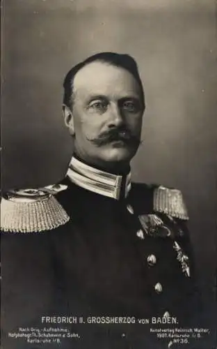 Ak Friedrich II. Großherzog von Baden, Portrait in Uniform