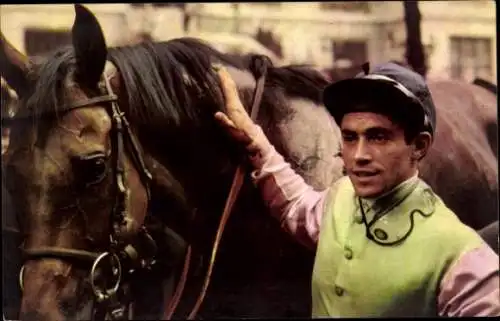 Ak Jean Claude Desaint, Pansa, Postillon 1967, Jockey mit Pferd, Pferderennsport