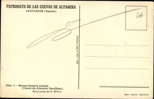 Ak Santander Kantabrien Spanien, Bison, Höhlen von Altamira, prähistorische Wandmalerei