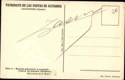 Ak Santander Kantabrien Spanien, Bison, Höhlen von Altamira, prähistorische Wandmalerei