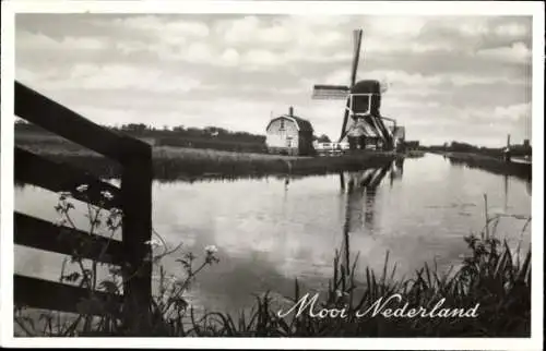 Ak Niederlande, Windmühle, Fluss