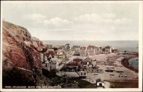 Ak Helgoland, Blick von der Südspitze, Unterland, Strand