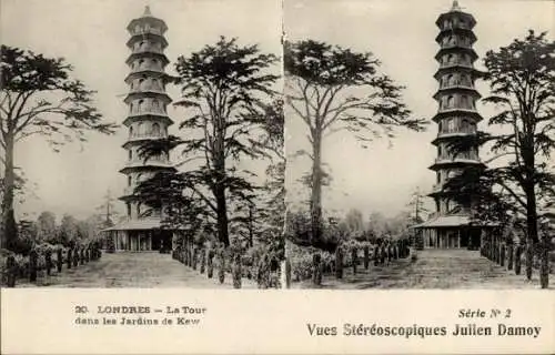 Stereo Ak London City, Der Turm in Kew Gardens