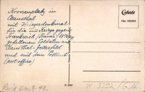 Ak Clausthal Zellerfeld im Oberharz, Kronenplatz