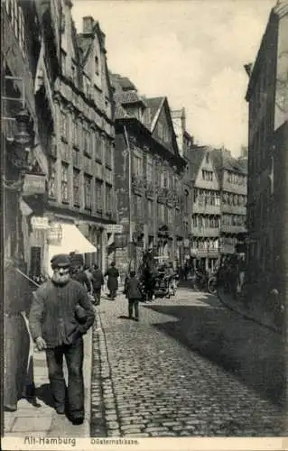 Ak Hamburg, Düsternstraße, Fußgänger, Schneiderin Bertha Strufe, Carl Colell, Zigarrenladen