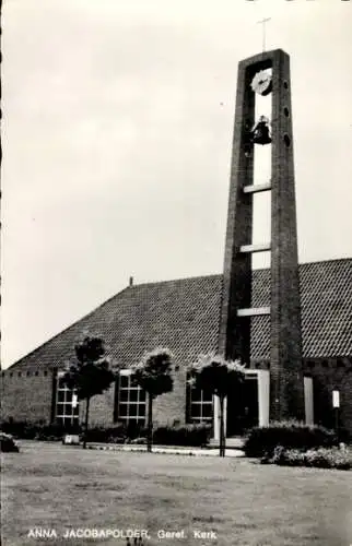 Ak Anna Jacobapolder Zeeland Niederlande, Geref. Kirche