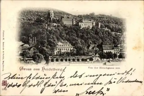 Ak Heidelberg am Neckar, Blick von der Hirschgasse, Schloss