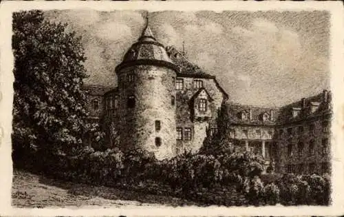 Künstler Ak Laubach in Hessen, gräfliches Schloss von der Nordseite