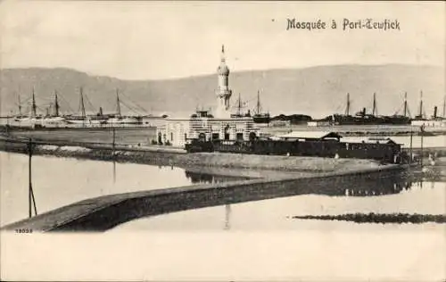 Ak Port Tewfik Suez Port Ägypten, Moschee am Hafen