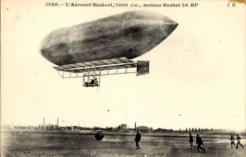 Ak Französisches Luftschiff Malécot