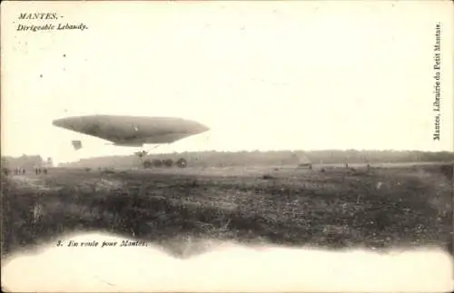 Ak Französisches Luftschiff Lebaudy, Mantes