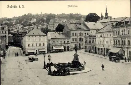 Ak Sebnitz Sächsische Schweiz, Marktplatz, Denkmal