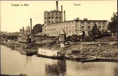 Ak Torgau an der Elbe Sachsen, Hafen, Lagerhaus