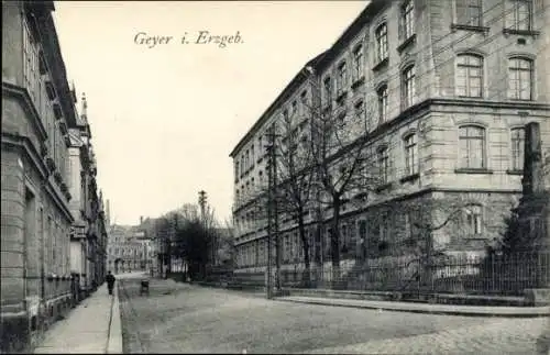 Ak Geyer im Erzgebirge Sachsen, Straßenpartie