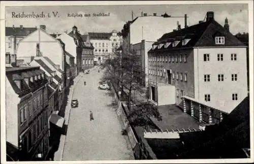 Ak Reichenbach im Vogtland, Rossplatz mit Stadtbad