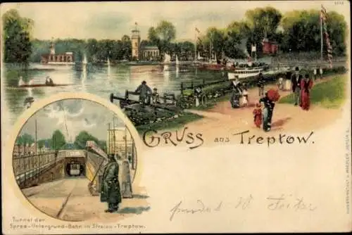 Litho Berlin Treptow, Kaiser Wilhelmgarten, Dampferanlegestelle