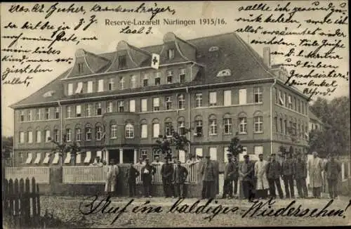 Ak Nürtingen im Kreis Esslingen, Reservelazarett, Soldaten, 1915