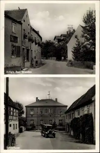 Ak Krögis in Sachsen, Straßenpartie, Gasthof, Doktorhaus