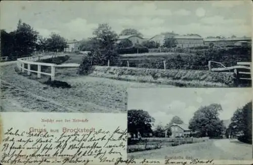 Mondschein Ak Brokstedt in Holstein, Ansicht von der Aubrücke, Hauschilds Hof