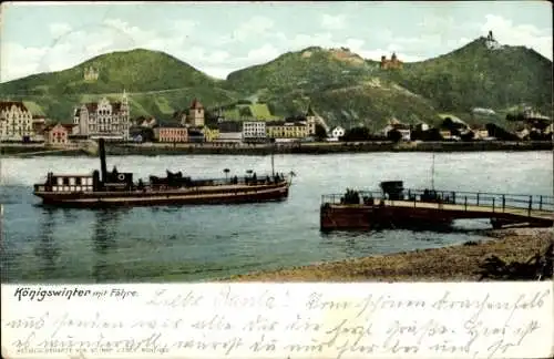 Ak Königswinter am Rhein, Panorama, Fähre