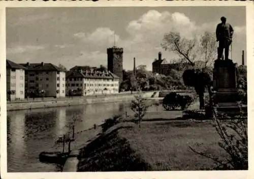 Ak Heilbronn am Neckar, Bismarckdenkmal und Götzenturm