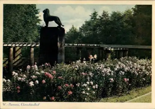 Ak Barmen Wuppertal, Ehrenfriedhof, Statue