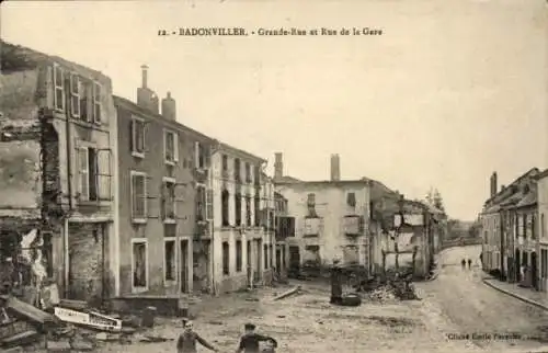 Ak Badonviller Badenweiler Meurthe et Moselle, Grande Rue, Rue de la Gare