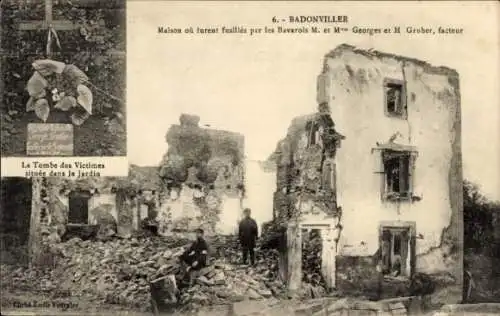 Ak Badonviller Badenweiler Meurthe et Moselle, Kriegszerstörung I. WK