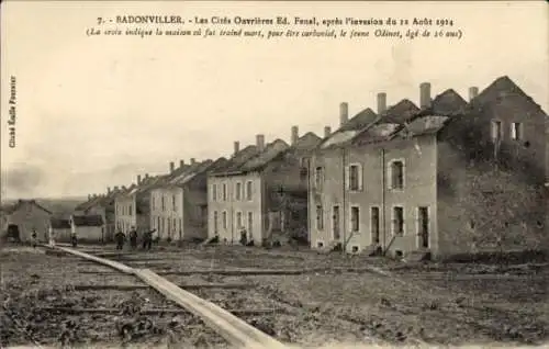 Ak Badonviller Badenweiler Meurthe et Moselle, les Cites Ouvrieres Ed. Fenal, apres l'invasion 1914